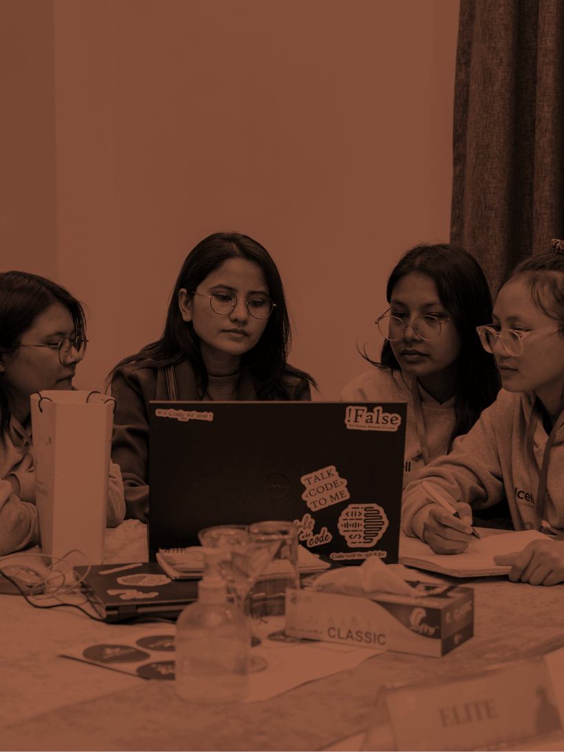 Outside team members at an all-women hackathon